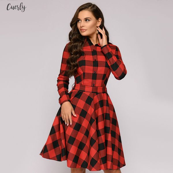 

elegant plaid dress women turn down collar long sleeve knee length dress female sashes vintage autumn office lady dress vestidos, Black;gray