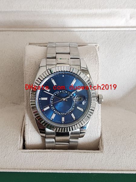 

selling folding mens watch mechanical 42mm sky-dweller workin 326934 316l steel asia 2813 movement automat, Blue;white