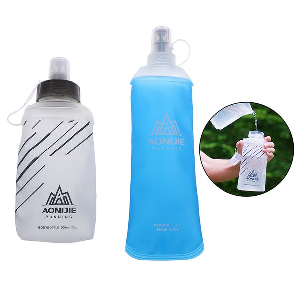

soft flask folding collapsible 450ml / 500ml water bottle tpu bpa for running hydration pack waist bag vest marathon