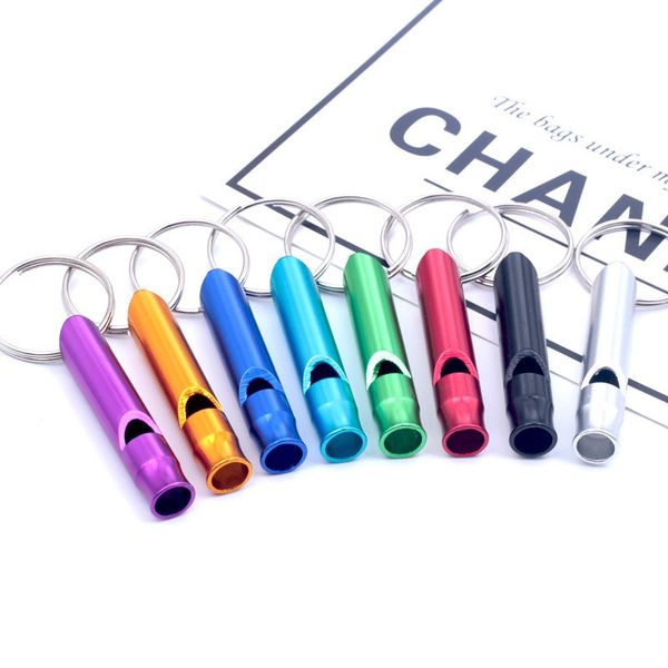 

metal whistles straight key chain muti colors resounding whistle aluminium alloy keyring emergency camping outdoors training tool 0 33xz c2