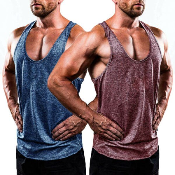 

new casual cotton gym men muscle sleeveless tank tee shirt bodybuilding stringer fitness tank workout sport fitness vest, White;black