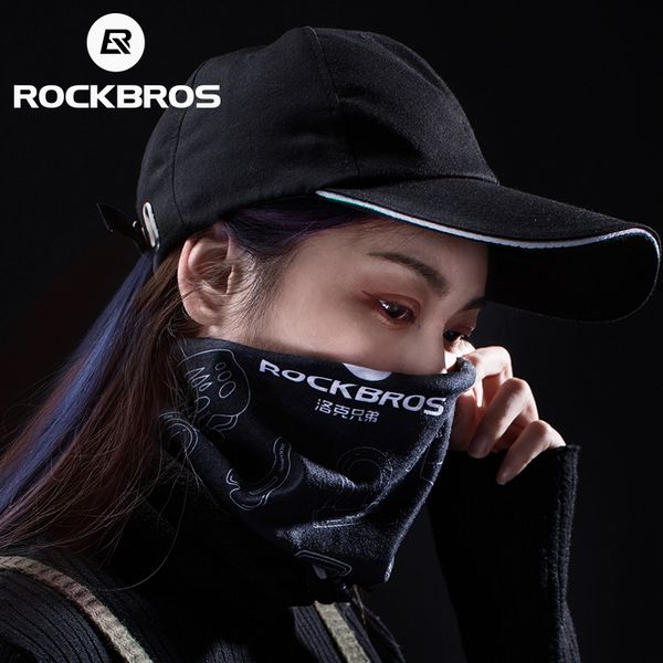 

rockbros sports half face mask fleece high elasticity breathable running cycling scarf outdoor fishing ski warm mask bandana men, Black