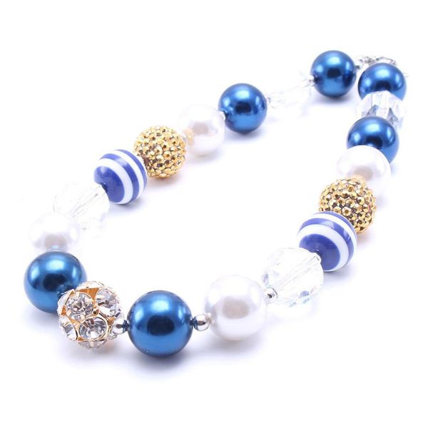 Marineblauer Stil Baby Kind klobige Halskette Mode Kleinkinder Mädchen Kaugummi Perle klobige Halskette Schmuck Geschenk für Kinder