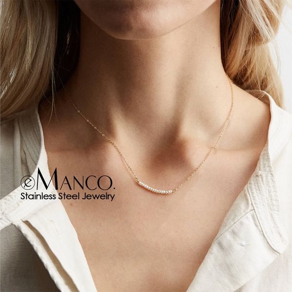 

emanco women crystal pendant necklace chokers necklaces for women fashion stainless steel layered necklace jewelry drop shipping, Silver