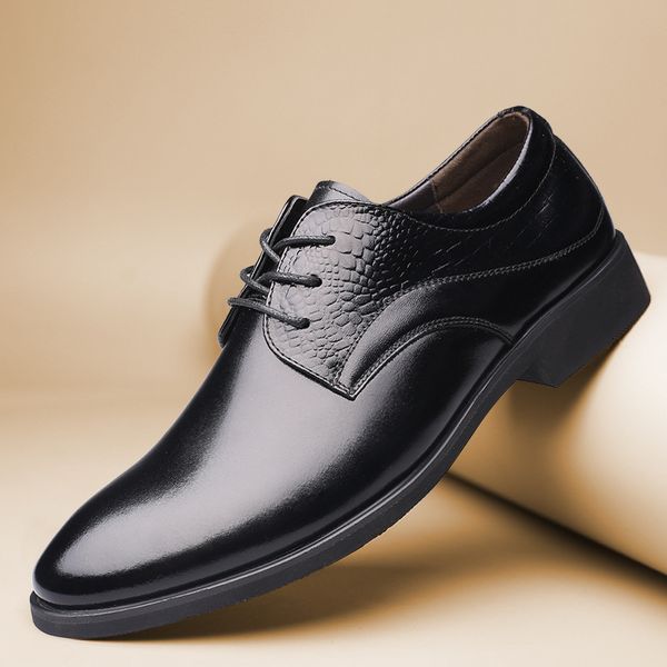 

fashion suede shoes men formal new arrival mens dress shoes mens wedding chaussure homme cuir de luxe bona 125, Black