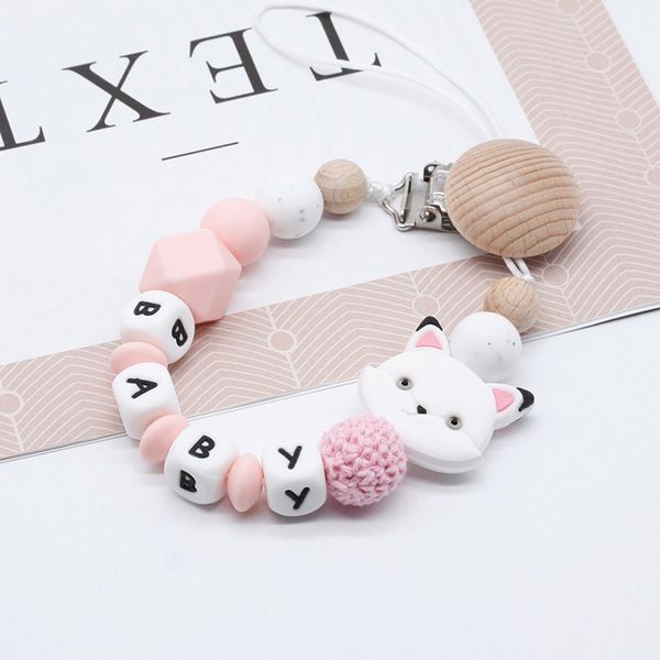 

personalized name silicone baby pacifier clip pacifier chain teething pacifier chew toy kitty baby dummy clips diy holder