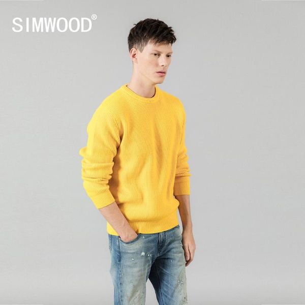 

simwood 2020 осень зима теплая свитер мужчин случайные специальный шеи дизайн трикотаж пуловеры высокого качества бренда одежды si980567, White;black