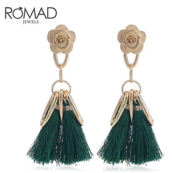 

wholesale rose temperament tassel earrings explosion models jewelry retro one generation, Golden;silver