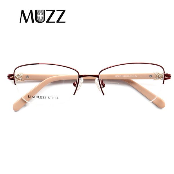 

wholesale- metal eyeglasses frame women half rim alloy handmade eyewear frames prescription myopia optical pink frame, Silver