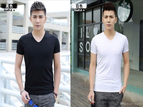 

2018 modal new men's t shirts slim mens v-neck short sleeved t-shirt 12 colour choose mix order 2519