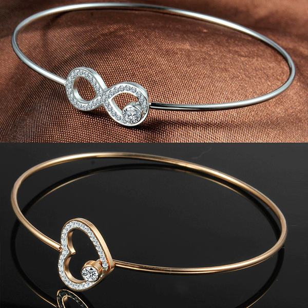 

stainless steel zircon bracelets & bangles women jewelry friendship girls braslet charm bracelets for women infinity bangle, Black