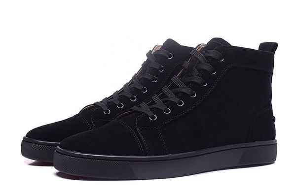 

new mens womens high green suede red bottom casual shoes,fashion gentleman designer lace-up sneakers size 36-46 t01, Black