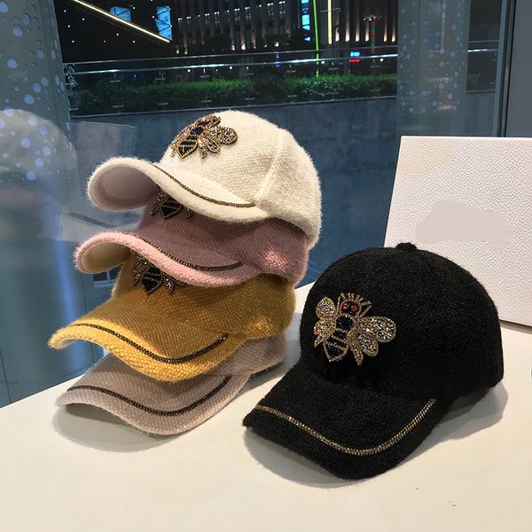

01912-jiejia-bee fashion rhinestone color bee hair blended lady baseball hat women leisure cap, Blue;gray