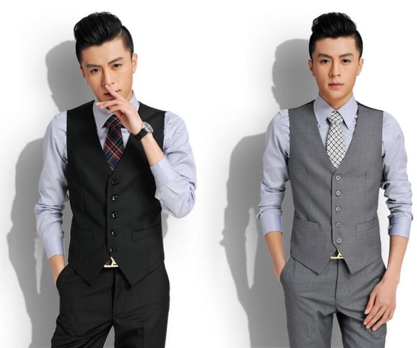 

new wedding dress high-quality goods cotton men's fashion design suit vest / grey black high-end men's business casual suit vest, Black;white