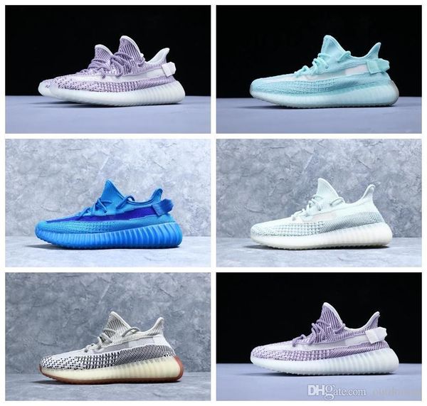 

2019 v2 kanye west ice blue citrin облако белые фиолетовые кроссовки мужчины женщина мальчик вмр новые напольные конструкторы спорт кроссовк