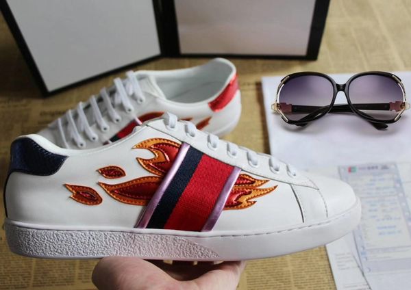 

designer shoes ace luxury embroidered white tiger bee snake shoes genuine leather designer sneaker mens women casual shoe 35-48, Black