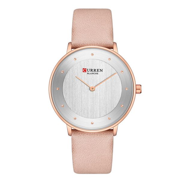 

curren luxury casual ladies watch waterproof pink leather strap quartz women watch fashion dress female clock relojes para mujer, Slivery;brown