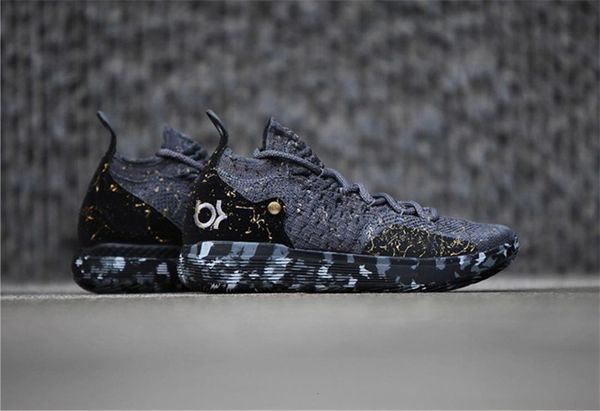 

shoes basketball kd black grey 11 kd 11persian gold splatter sneakers kevin durant 11s designer shoes mens trainers shoe without box