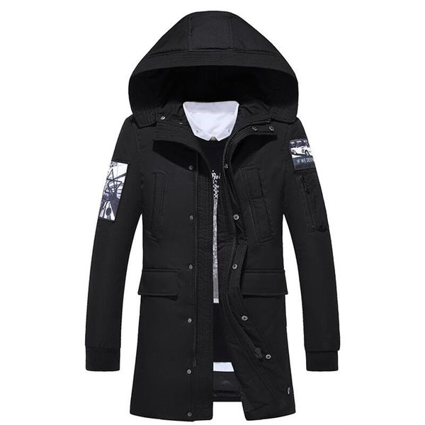 

plus size -3xl fashion winter warm cotton coat men 2019 streetwears hooded long jackets parkas printed slim thick outwear, Tan;black