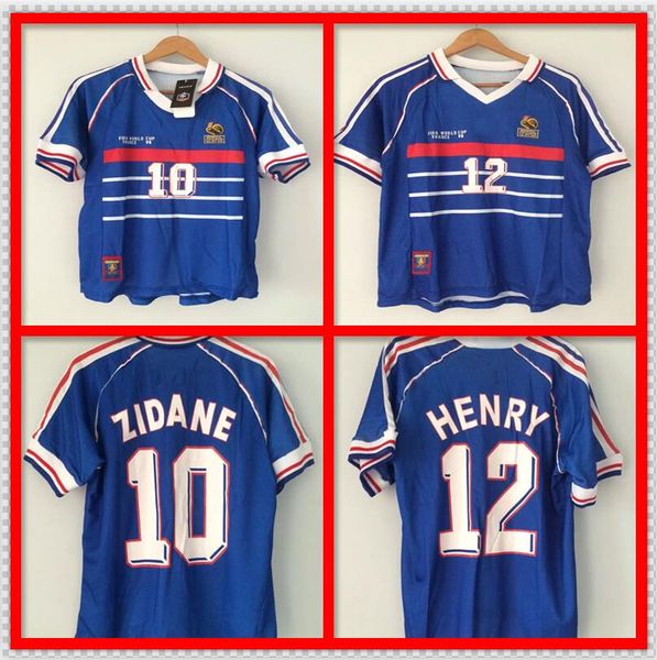

Zidane 10 1998 france world cup champion retro vintage henry maillot de foot thailand quality occer jer ey uniform football hirt