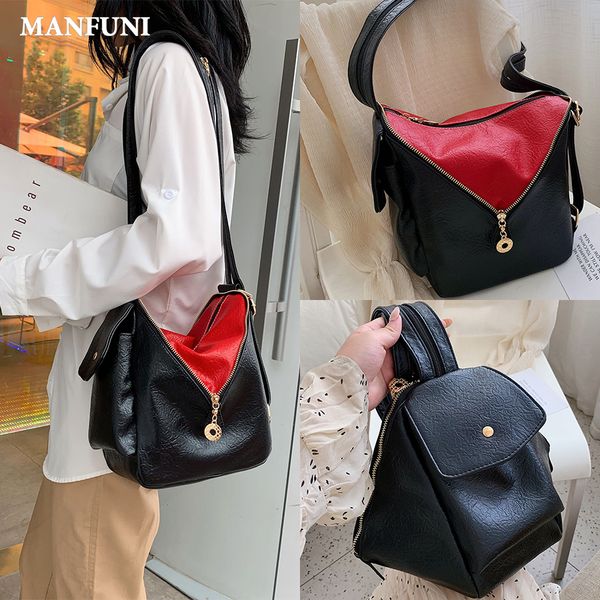 

splice folding design women crossbody bag multifunction shoulder backpack pu small backpack women's shoulder bag school
