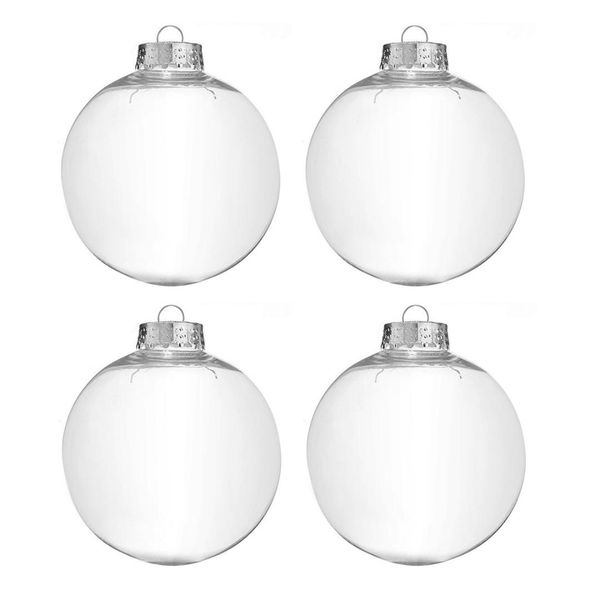 

clear diy baubles shatterproof seamless plastic xmas ball home tree decor gift - qty:4