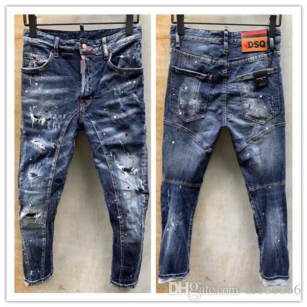 

2020 new brand of fashionable european and american men's casual jeans d2,high-grade washing, pure hand grinding, quality optimization, Blue