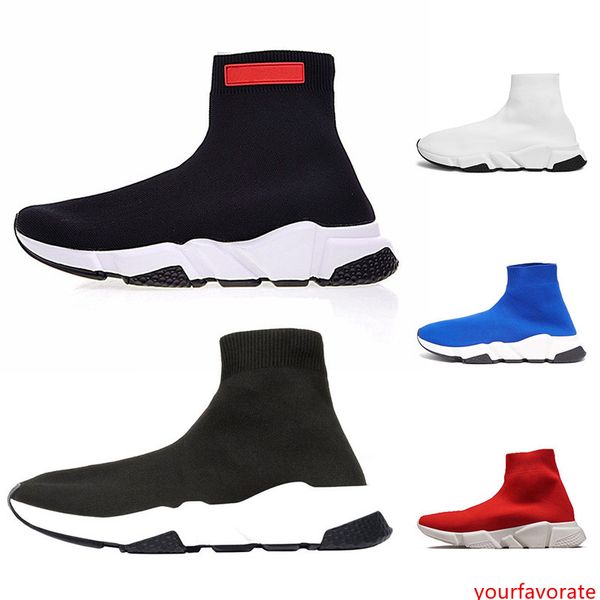 

2019 designer casual sock shoes speed trainer men women black red fashion socks boots mens womens sneakers sports size 36-45 wholesale