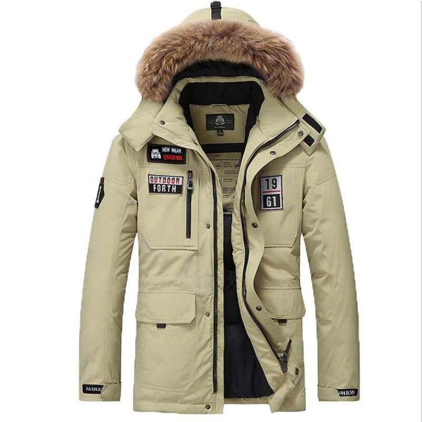 

2019 winter coat men parkas 80% white duck down jacket men parka jackets thick warm windbreaker parka fur hooded collar -3xl, Tan;black