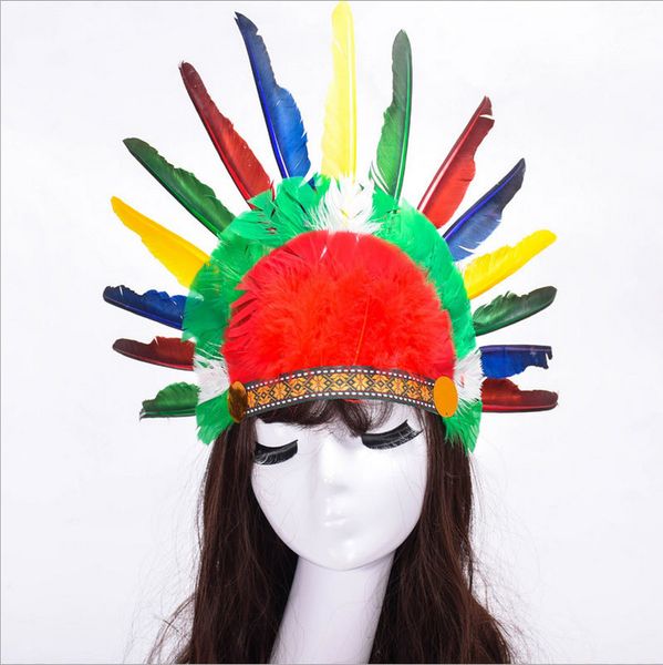 Balo Giydirme COS Renkli Tüy Headdress Hint Headdress Hint Baş Şapka