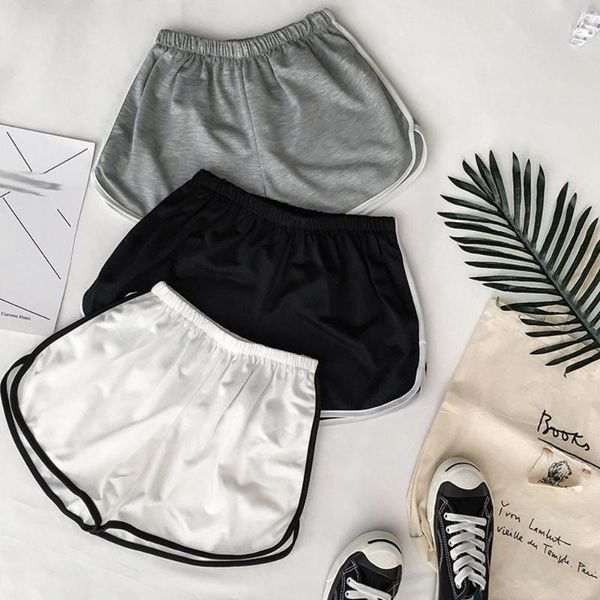 

simple women casual shorts splice summer workout fitness elastic skinny slim shorts kleding vrouwen w, White;black
