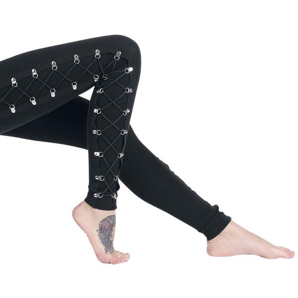 

new arrival solid color bandage slim leggings for women club wear simple style novel designned, Black