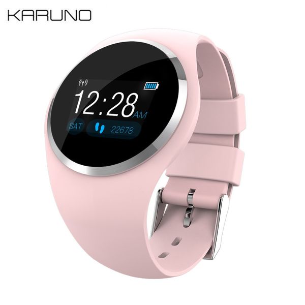 

karuno q1 color screen smart watch wristband blood pressure heart rate monitor fitness tracker men women smartwatch bracelet, Slivery;brown