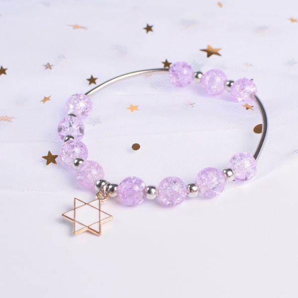 

new korean-style flower crystal six-pointed star bracelet cute fresh student girlfriends jewelry bracelet artistic bracelet female, Black