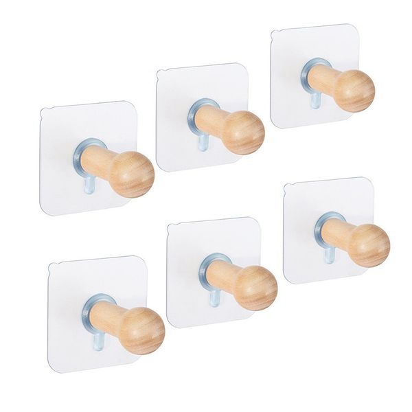 

natural wooden coat hooks adhesive wall hooks no drills hat storage wall mounted coat hanging hook for towel hat key