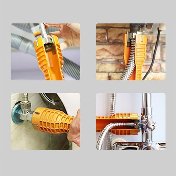 

yellow multi-purpose wrench plumbing tool faucet&sink installer for toilet bowl sink bathroom kitchen