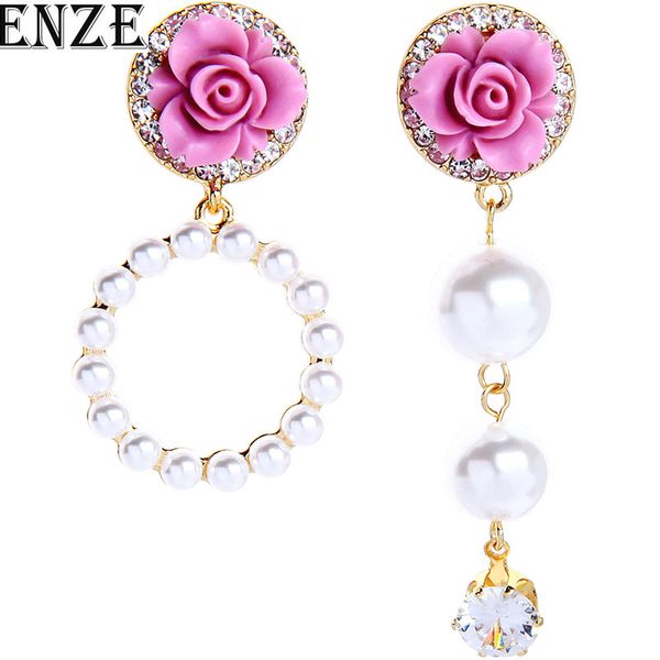 

enze new fashion ladies openwork flower earrings pearl exquisite pendant holiday gift jewelry girl accessories, Silver