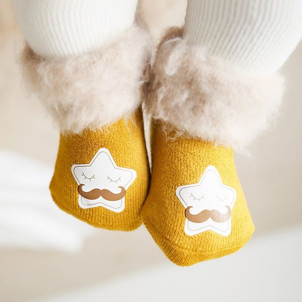 

new arrival 3 pairs/lot baby socks with fur floor non-slip cotton socks baby girls boys soft cute boots newborn sock booties, Pink;yellow
