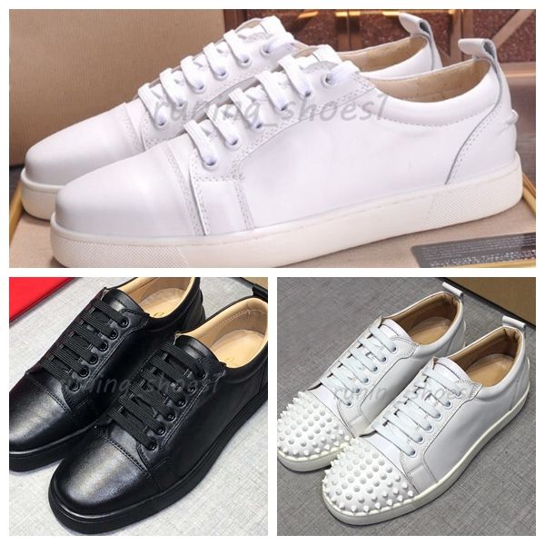 

designer sneakers studded spikes flats leather casual shoes men women luxury low cut suede outdoor trainer high quality, Black