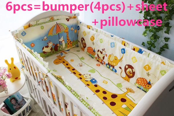 

promotion 6/7pcs giraff baby newborn bed crib sheet sets bedding boy girls kids 100% cotton ,duvet cover ,120*60/120*70cm