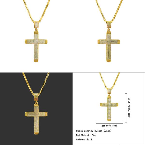 

hip-hop necklace diamond three-dimensional cross hip hop pendant necklace man hiphop real 14k gold jewelry womens designer jewelry, Silver