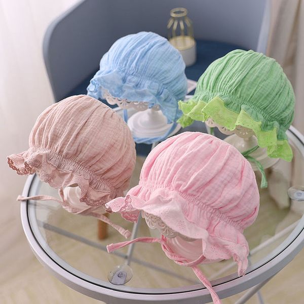 

wide brim hats fashion spring and summer 2021 children's sun hat pure cotton princess baby cloth uv protection visor caps, Blue;gray