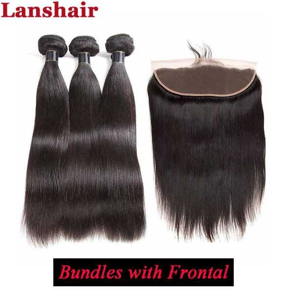 

малазийский прямые волосы пучки с 4x13 lace фронтальная уха до уха кружева фронтальная малазийская straight человеческих волос weave связки, Black