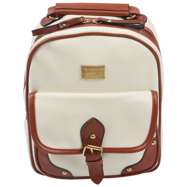 

vintage leather backpack rucksack shoulder travel school bag knapsack beige