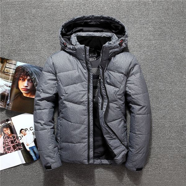 

russia winter mens jacket hooded detachable warm thermal windbreaker casual down jacket men 90% white duck down coat outerwear, Black