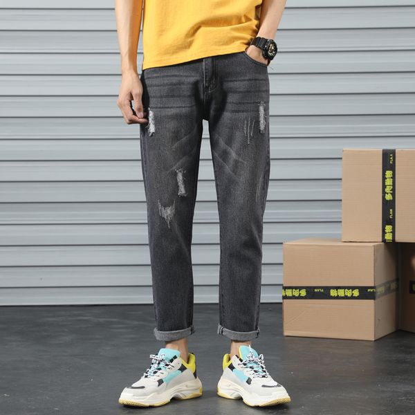 

men's jeans plus size 34 stretchy loose tapered harem jeans cotton breathable denim baggy jogger casual trousers, Blue