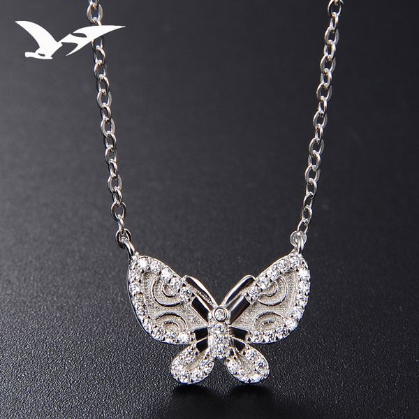 

s925 sterling silver necklace with zircon pendant women clavicle chain fashionable silver necklace