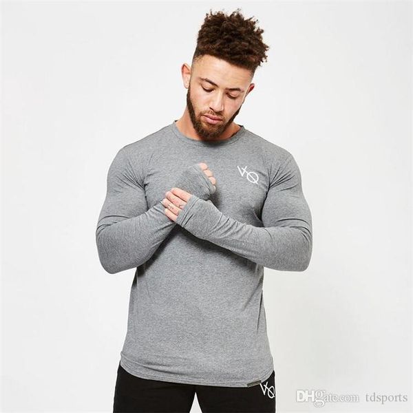 

2019 новые мужские повседневные футболки твердые фитнес бренд одежда для мужчин с длинным рукавом тонкий футболки мужская одежда топы тройни, White;black