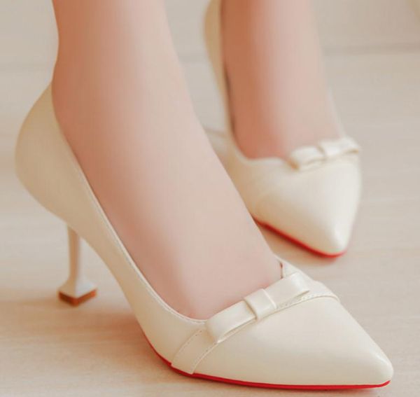 

2018 bowknot women's shoes in spring and autumn with new style high-heeled fine heel pointed end@01, Black