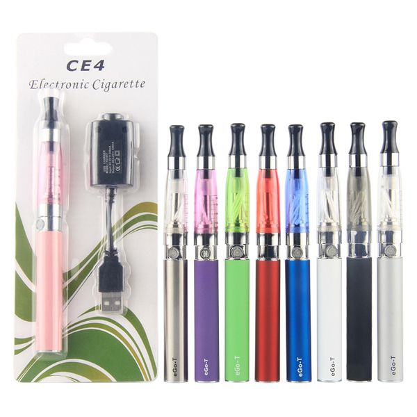 Moq 2pcs Elektronik Sigara E Cig Kit 650mAh 900mAh 1100mAH CE4 Tank Ego-T Bather Blister Clearomizer Vape E-Cigarette